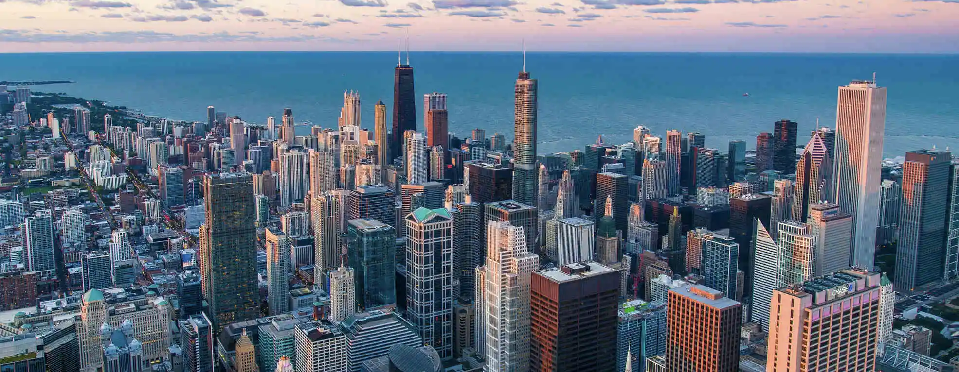 an overview of a big city's sky line